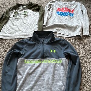 Under Armour Gray and Green Long Sleeve Tees